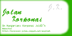 jolan korponai business card